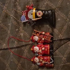 Fireman Christmas Ornaments Fireman Boots American Flag Kurt S Adler Lot of 2